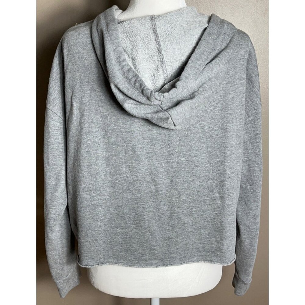 Colsie Hoodie Gray Crop Oversized Lounge Casual Basic Pullover Unisex Womens M - Picture 2 of 9